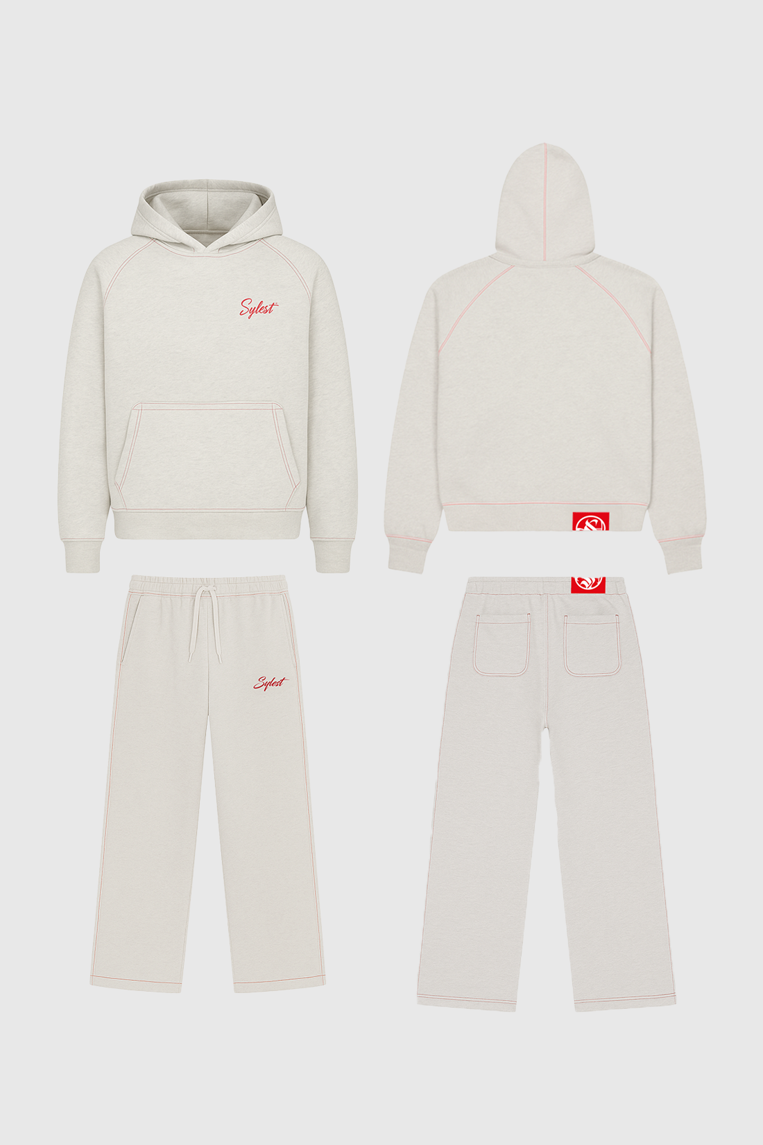 Red Contrast Stiched Hoodie