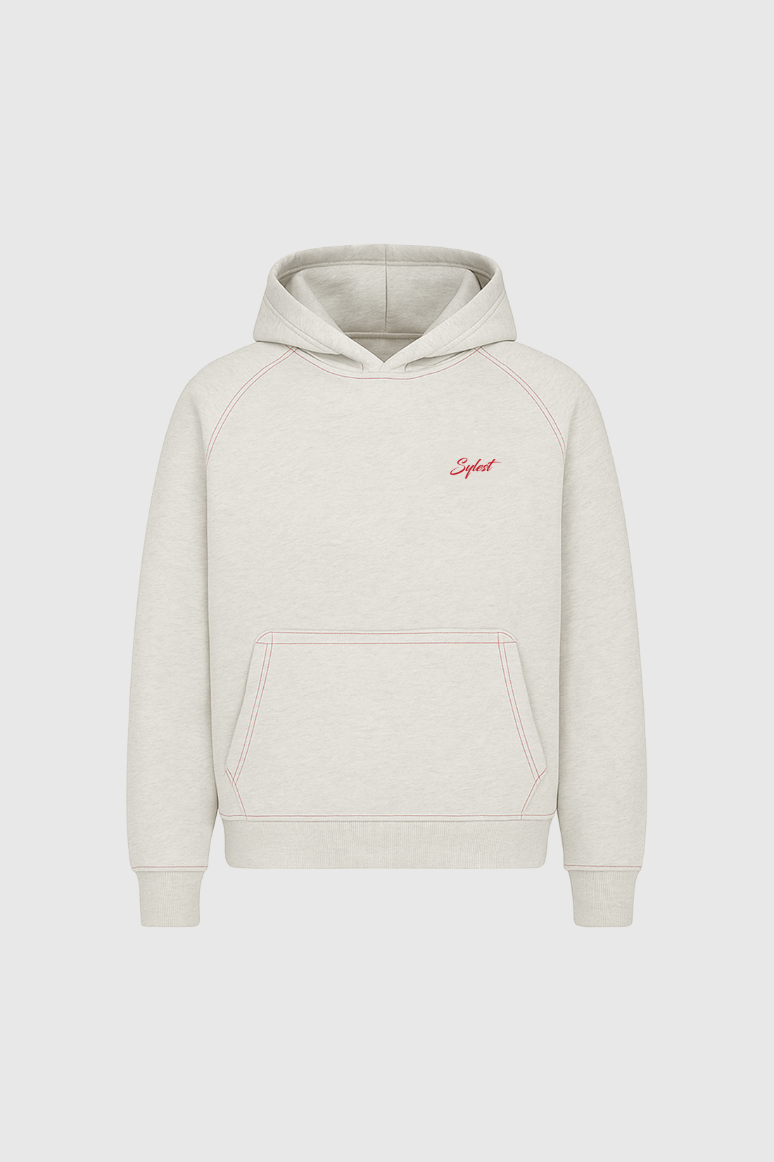 Red Contrast Stiched Hoodie