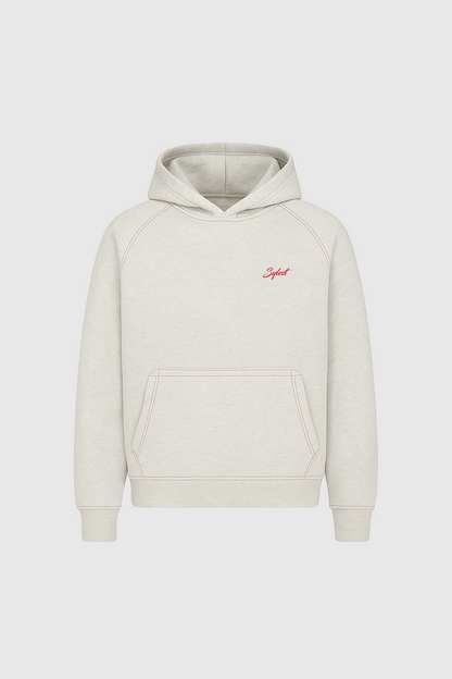 Red Contrast Stiched Hoodie
