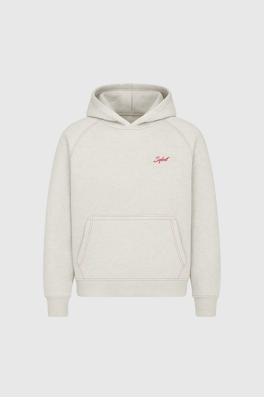 Red Contrast Stiched Hoodie